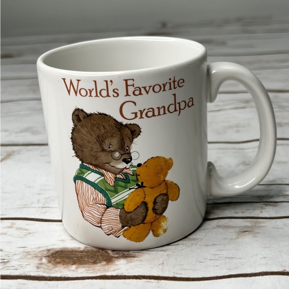 American Greetings Mug White World's Favorite Grandpa Teddy Bear Vintage OS